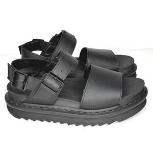 Dr. Martens Sandals Womens Size 8 Black Voss Platform Leather Buckle Lug Sole